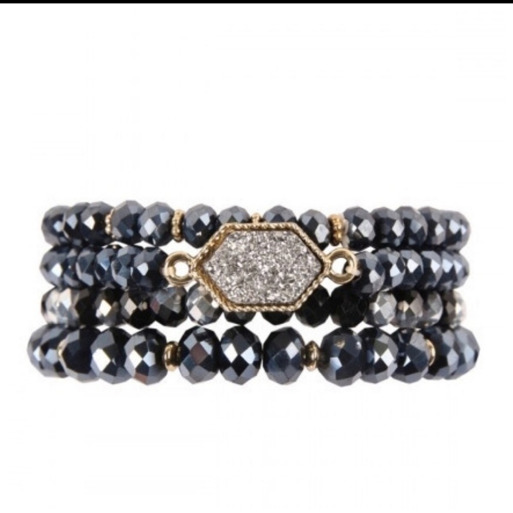 Hemitite glass druzy bead bracelets